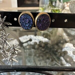 Kate Spade Earrings Jewelry Women's Teen Blue Purple Sparkle Gold Edge